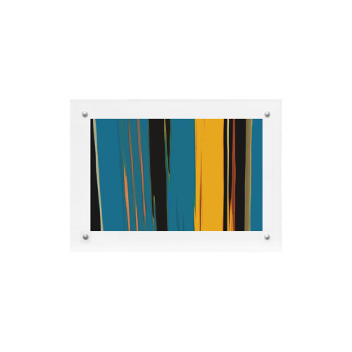 Black Turquoise And Orange Go! Abstract Art Acrylic Magnetic Photo Frame 7"x5"