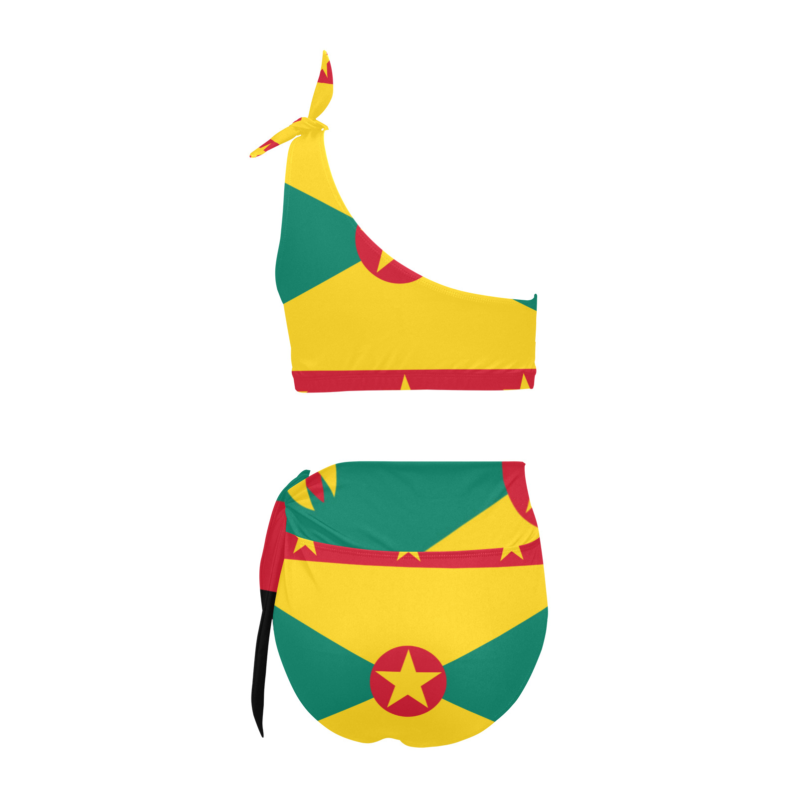 grenada-flag-xl High Waisted One Shoulder Bikini Set (Model S16)