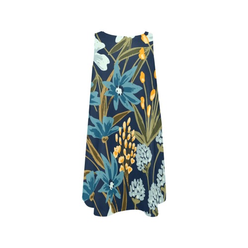 Beautiful Floral Sleeveless A-Line Pocket Dress (Model D57)