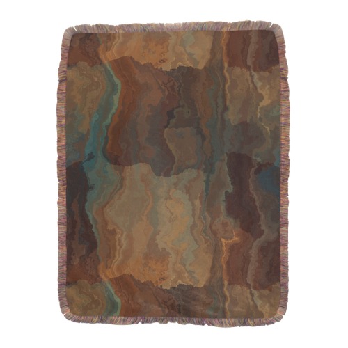 desert mirage Ultra-Soft Fringe Blanket 60"x80" (Mixed Green)