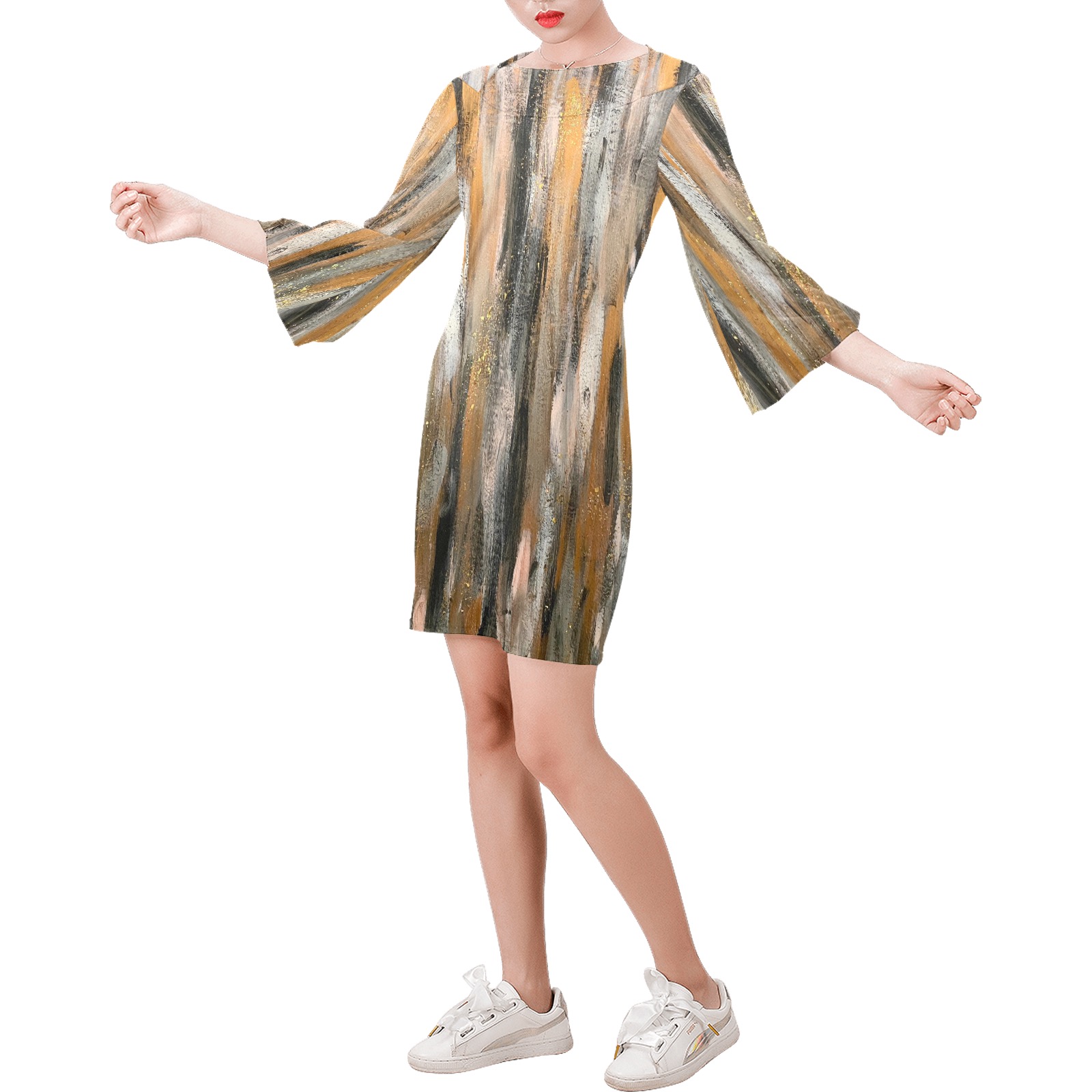 Sabrina Bell Sleeve Dress Bell Sleeve Dress (Model D52)