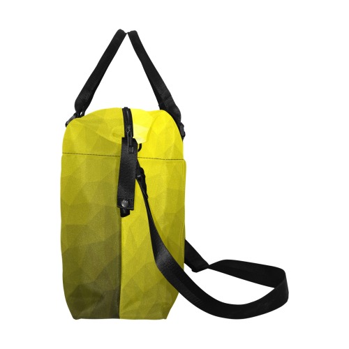 Yellow gradient geometric mesh pattern Large Capacity Duffle Bag (Model 1715)