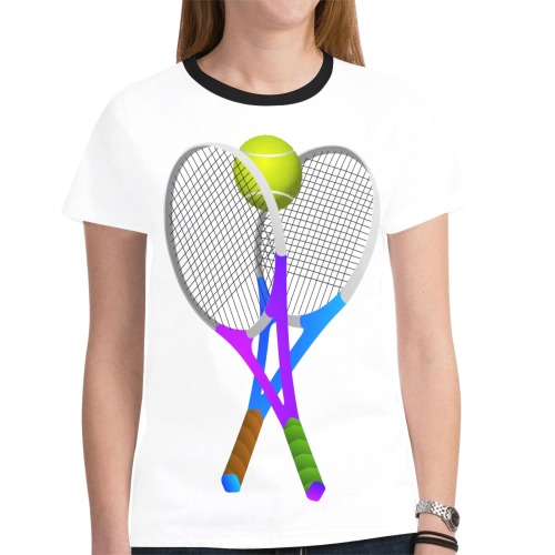Tennis Rackets and Ball New All Over Print T-shirt for Women (Model T45)