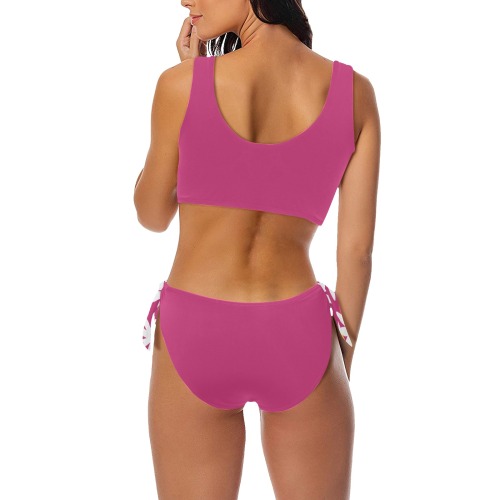 Daisy Woman's Swimwear Fuschia Bow Tie Front Bikini Swimsuit (Model S38)