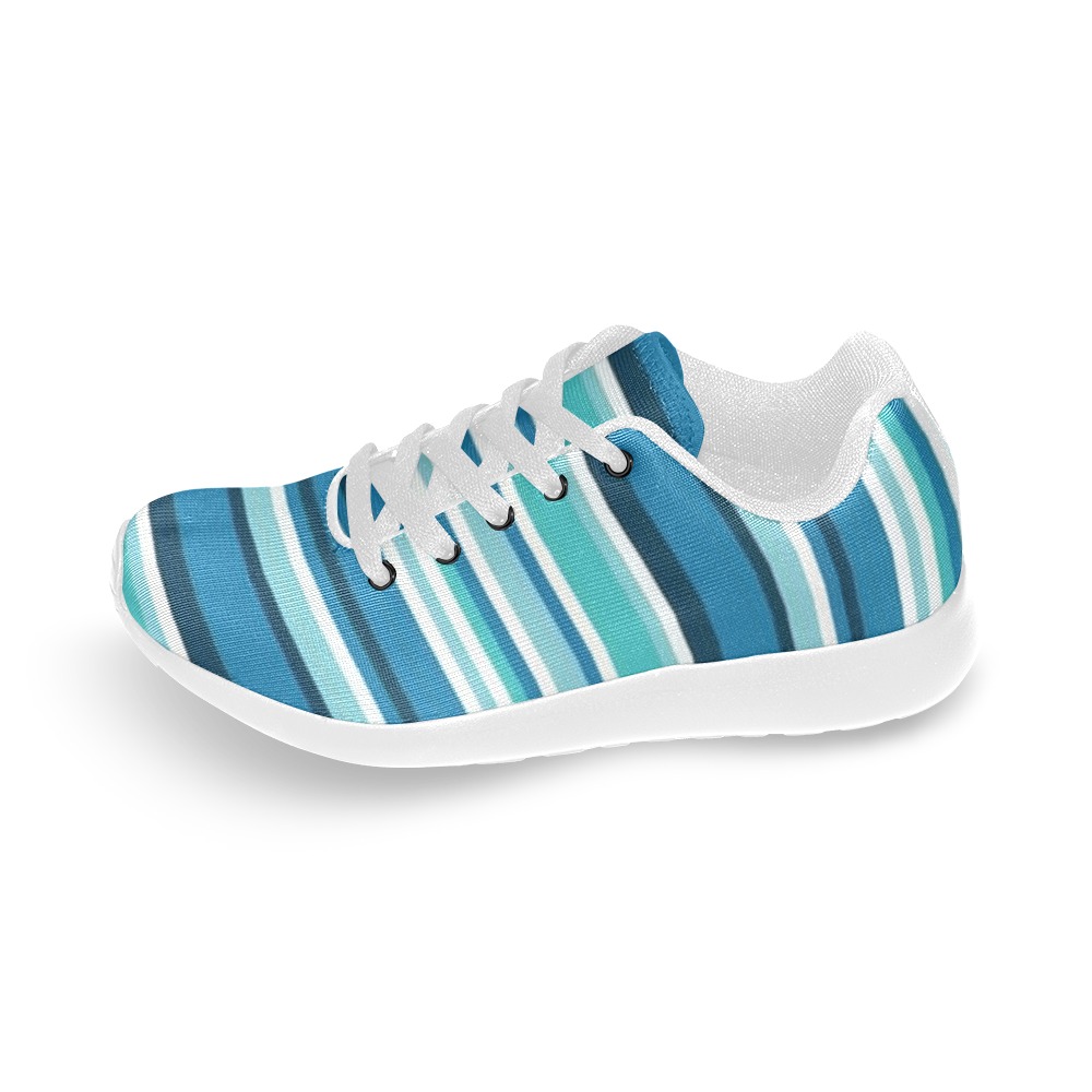 Blue and Green Stripes Kid's Running Shoes (Model 020)