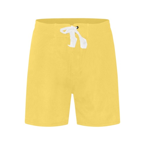 color mustard Men's Mid-Length Beach Shorts (Model L47)