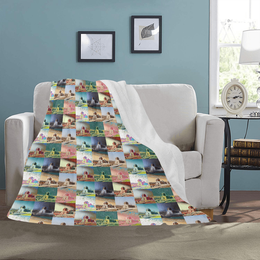 The Sphinx, Giza, Egypt Collage Ultra-Soft Micro Fleece Blanket 50"x60"