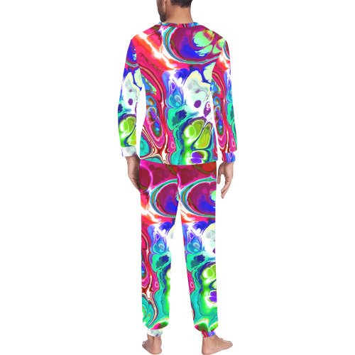 Abstract Liquid Marble Pouring Modern Art Texture Men's All Over Print Pajama Set with Custom Cuff