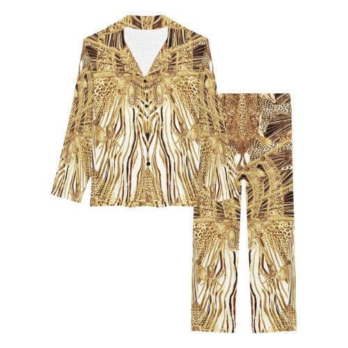 Crazy zebra gold Women's Long Pajama Set