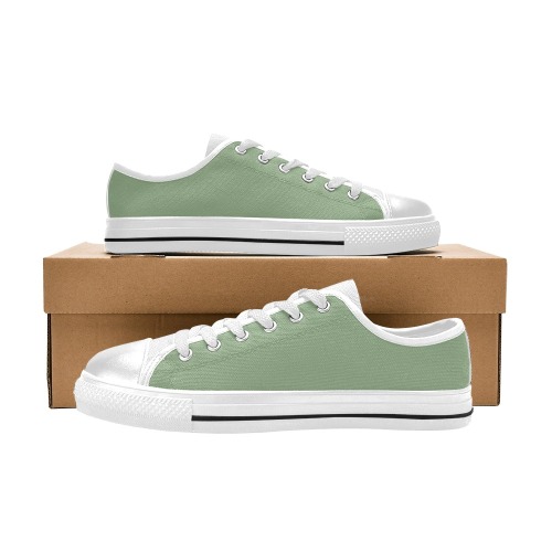 Fair Green Low Top Canvas Shoes for Kid (Model 018)