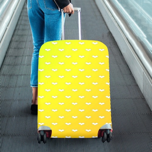 White Tiny Bats Yellow Luggage Cover/Large 26"-28"