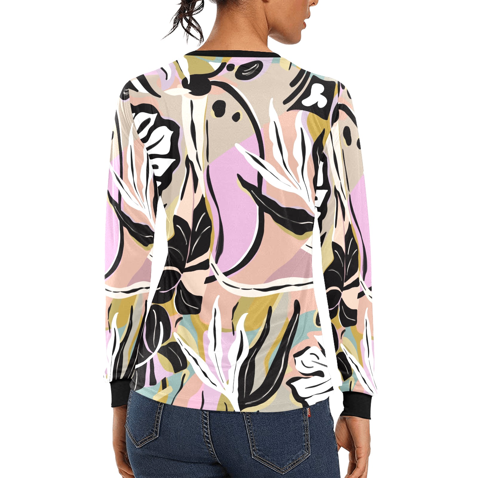 Tropical modern simple graphic Women's All Over Print Long Sleeve T-shirt (Model T51)