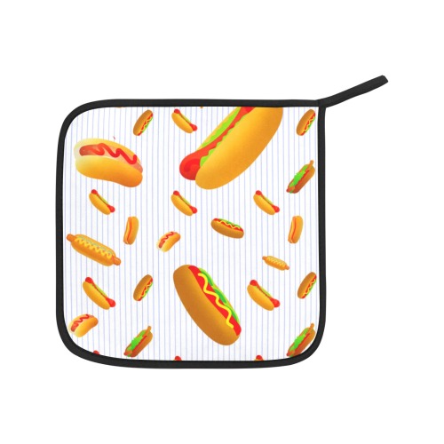 Hot Dogs on Pinstripes Oven Mitt & Pot Holder