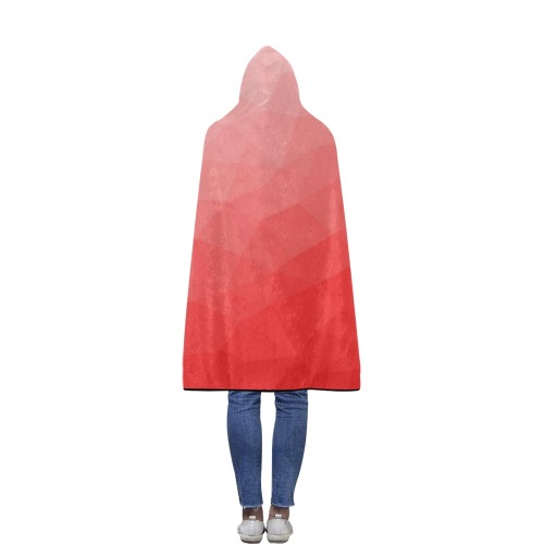 Red gradient geometric mesh pattern Flannel Hooded Blanket 50''x60''