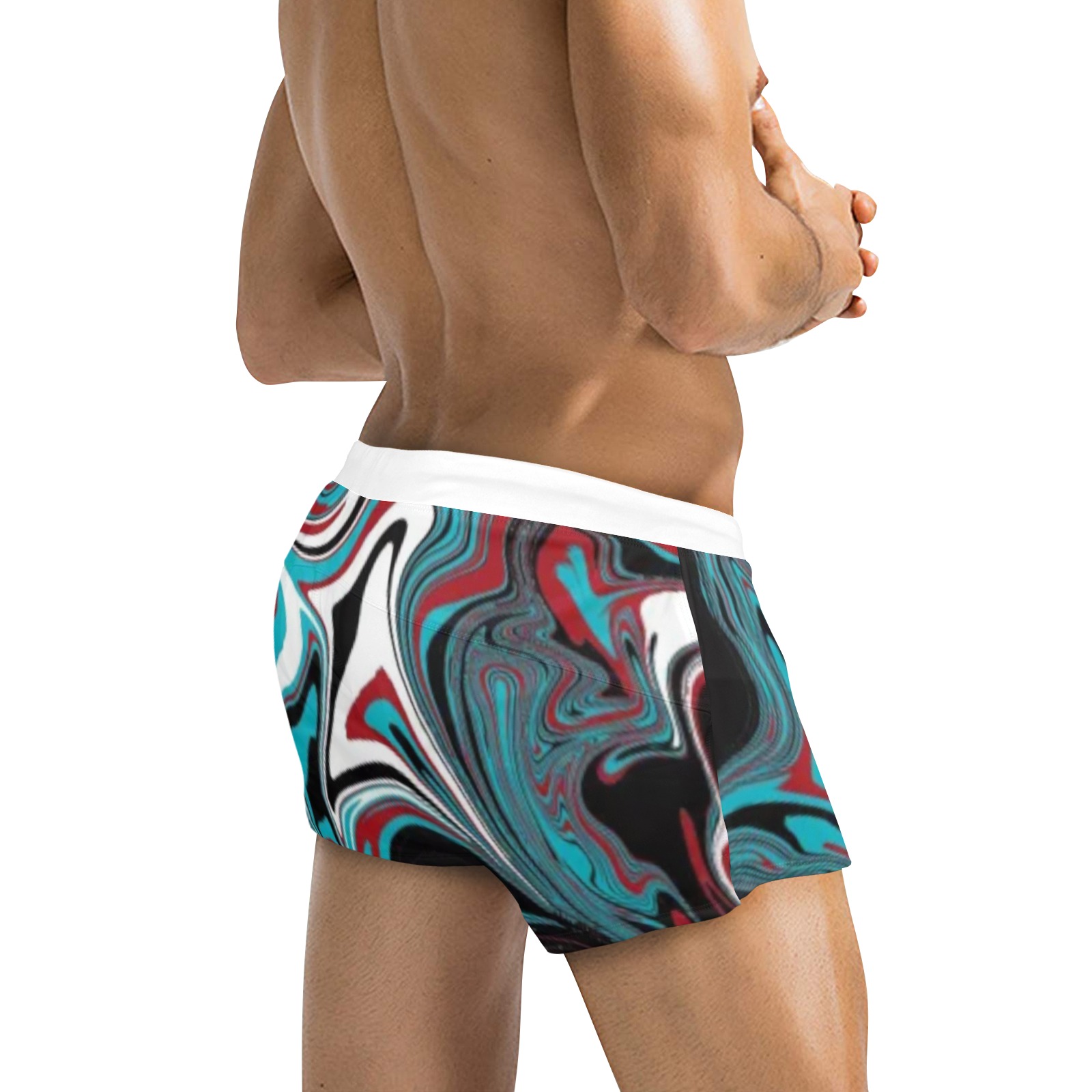 Dark Wave of Colors Men's Swim Trunks with Zipper Pocket (Model L71)