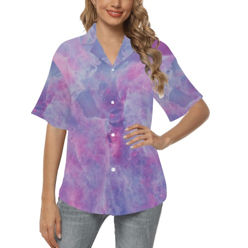 Purply All Over Print Hawaiian Shirt for Women (Model T58)