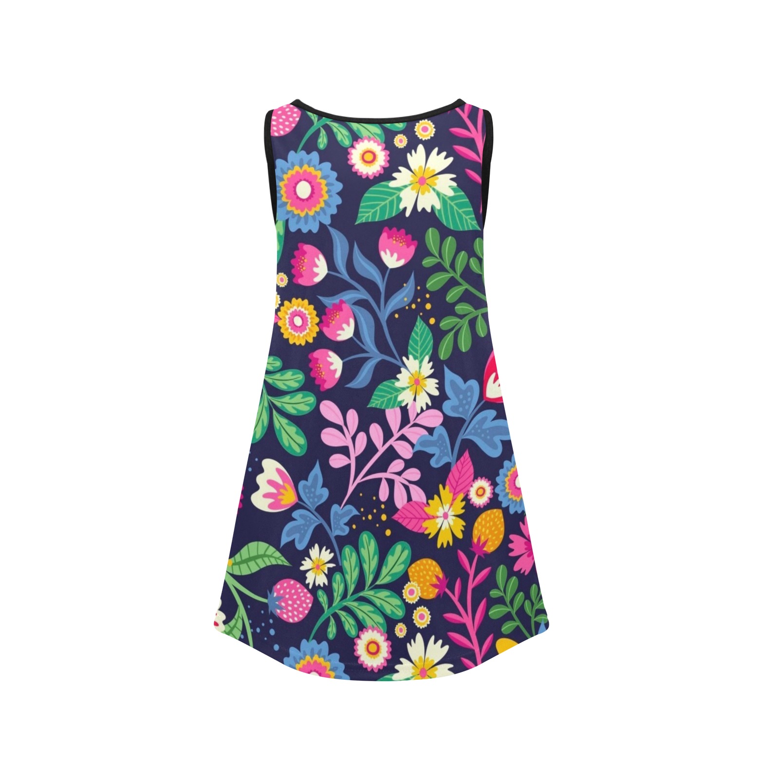 Cute Retro Mod Flowers Girls' Sleeveless Dress (Model D58)