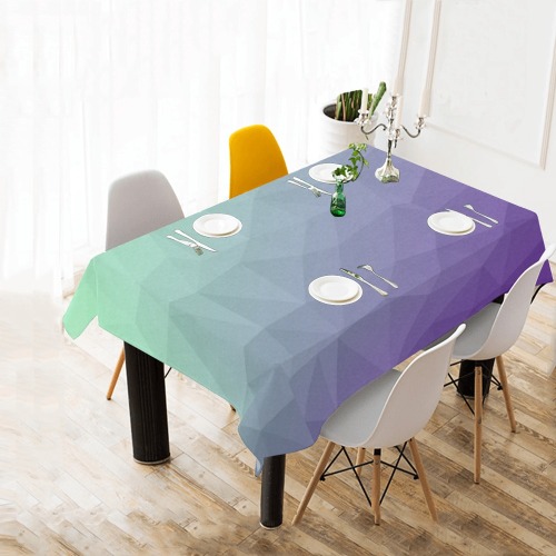 Purple green ombre gradient geometric mesh pattern Cotton Linen Tablecloth 60"x 84"