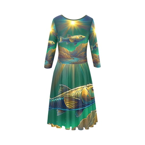 Celestial Swim Tethys Half-Sleeve Skater Dress(Model D20)