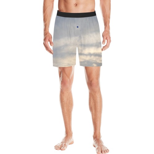 Rippled Cloud Collection Men's Mid-Length Pajama Shorts (Model L46)