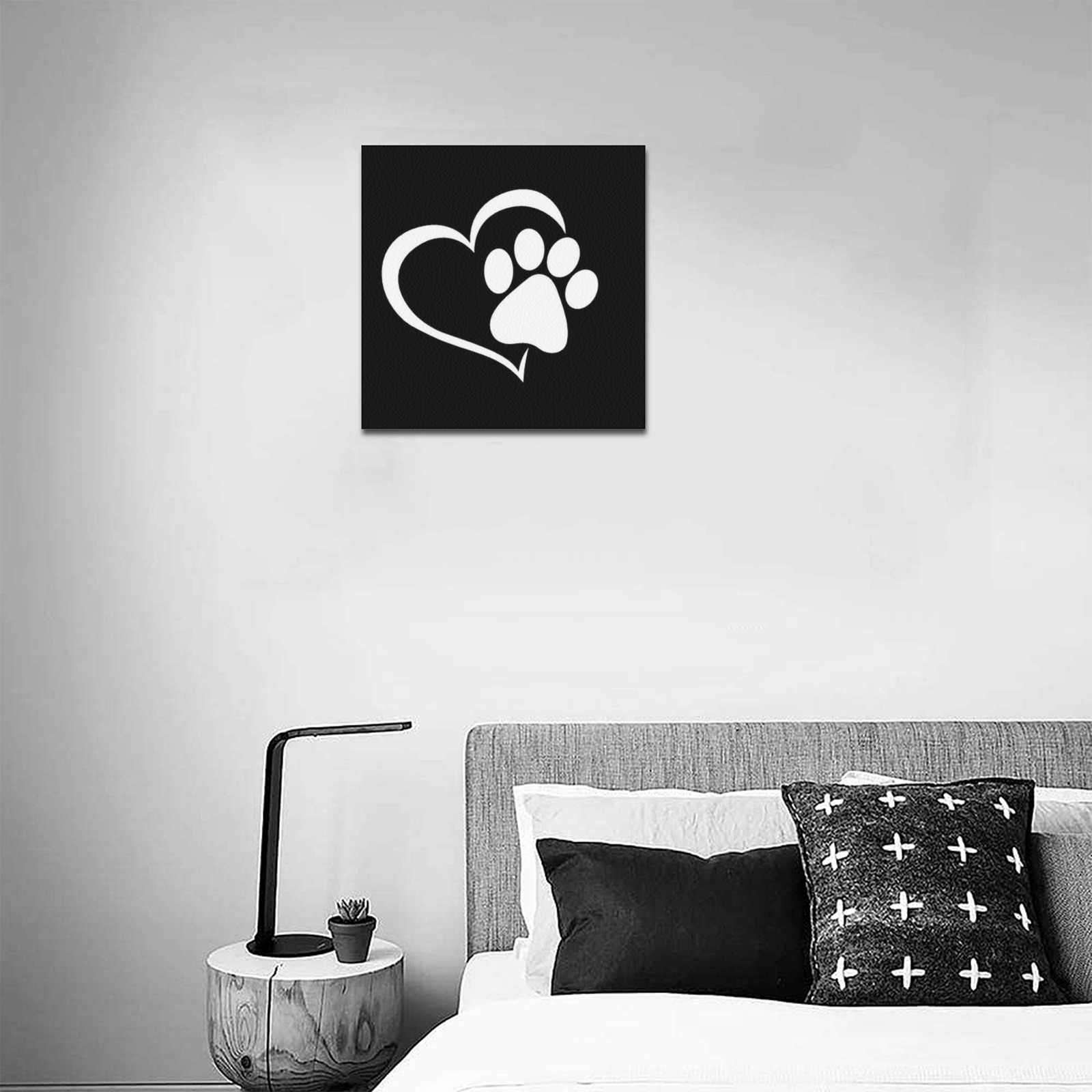 Puppy Paws White by Fetishworld Frame Canvas Print 16"x16"