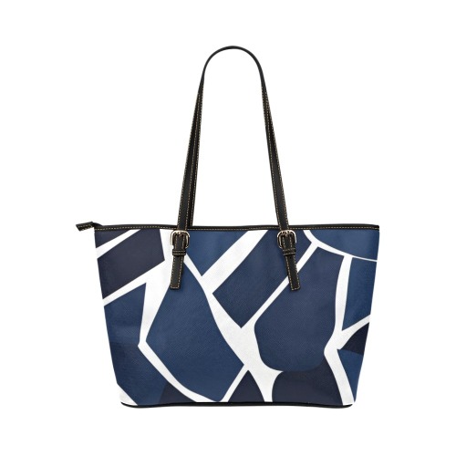 Lynwall Navy Blue Leather Tote Bag/Small (Model 1651)