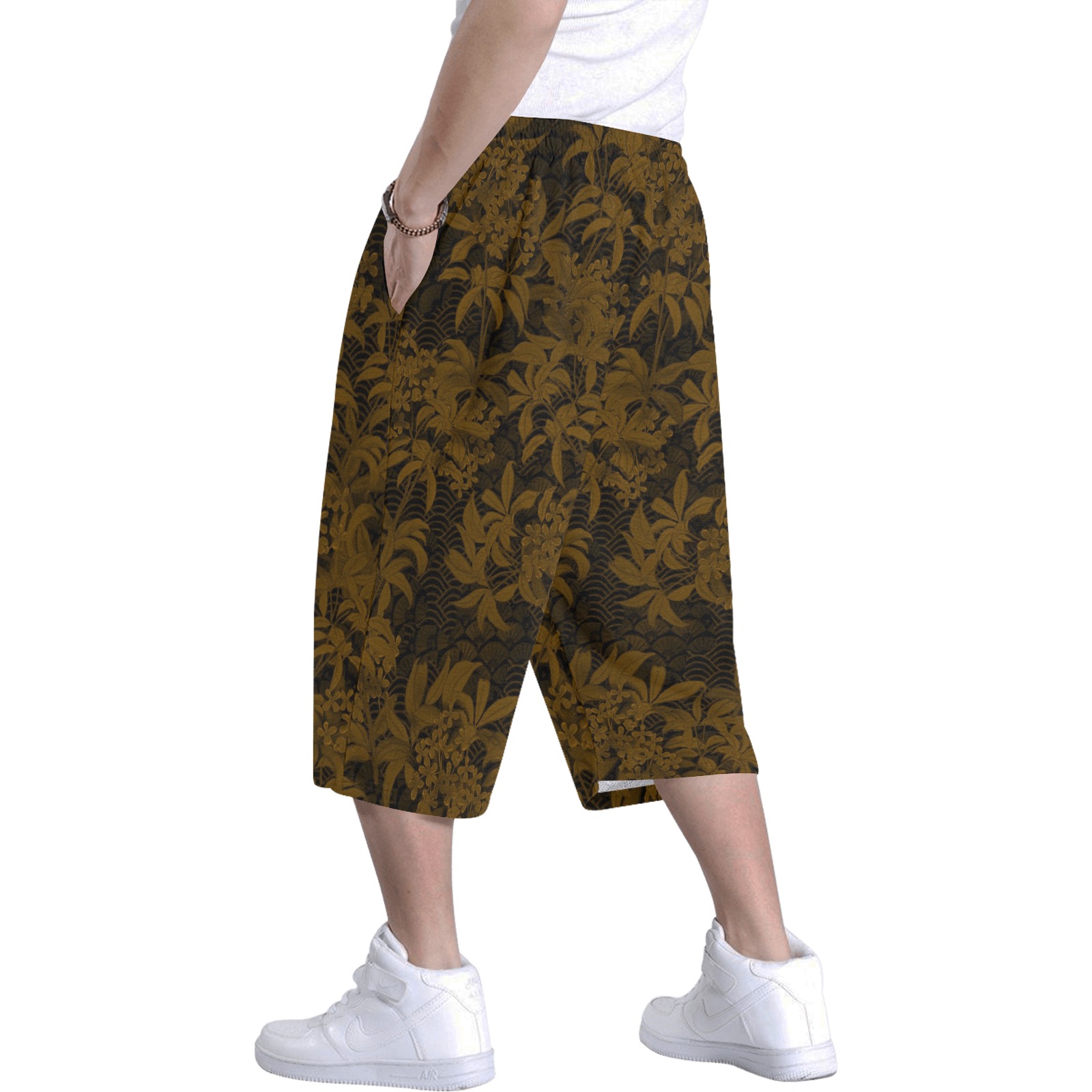 Kinmo Gold Men's All Over Print Baggy Shorts (Model L37)