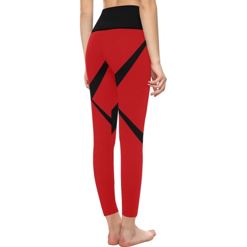 Sexy Red and Black Women's All Over Print High-Waisted Leggings (Model L36)