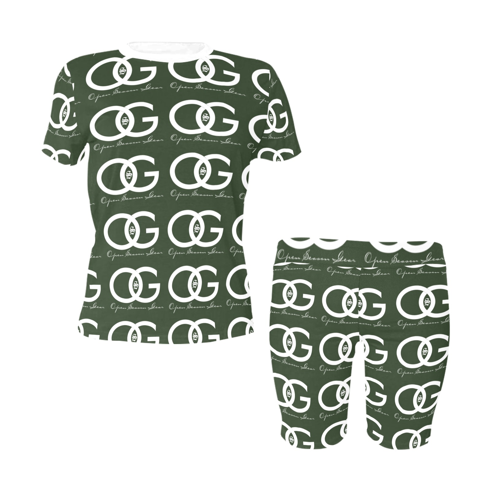 Green OSG Shirt & Shorts Set Women's Short Yoga Set