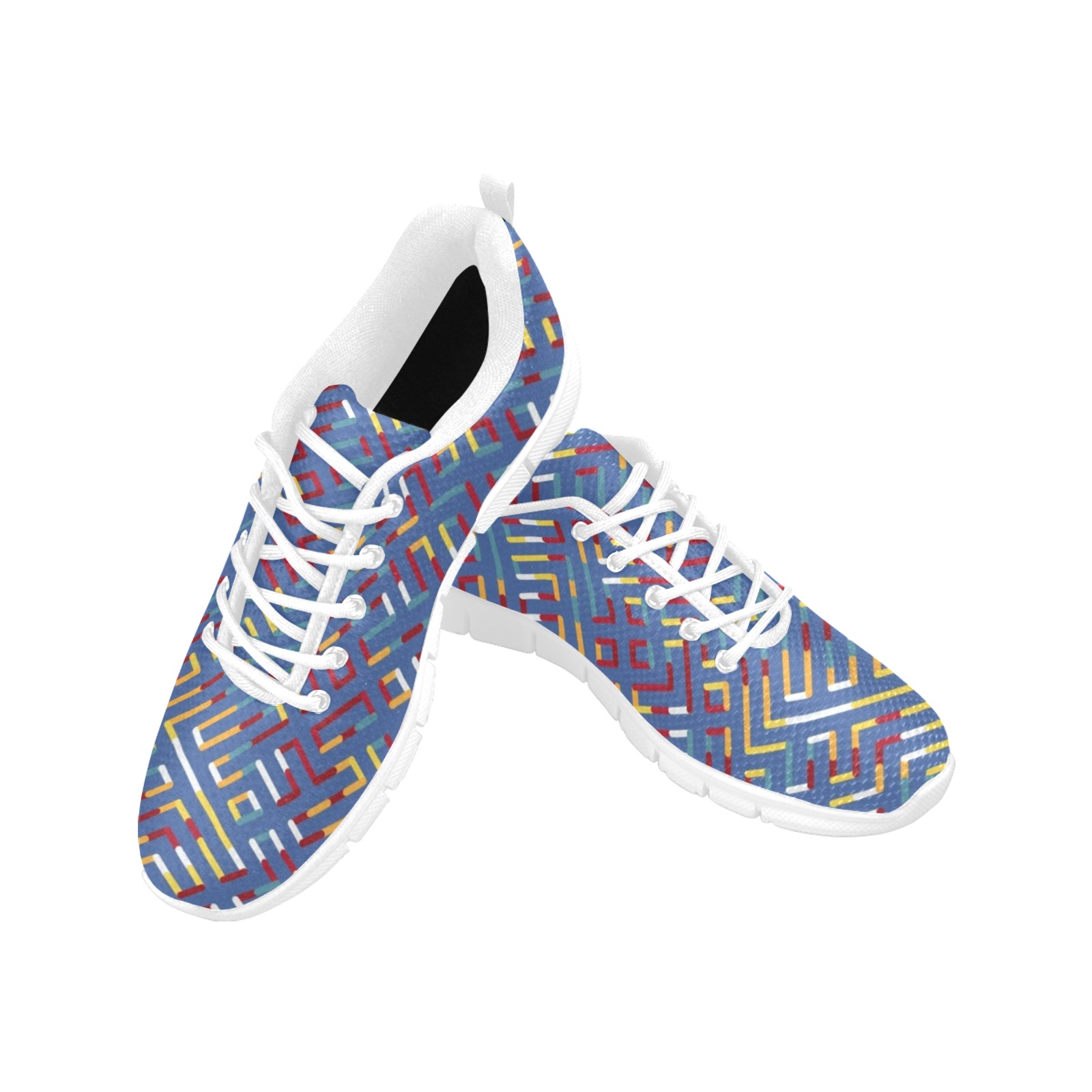 Red Blue Yellow Maze Women's Breathable Running Shoes (Model 055)