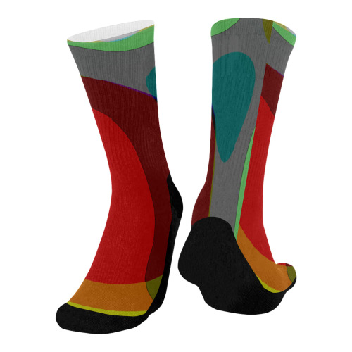 Colorful Abstract 118 Mid-Calf Socks (Black Sole)