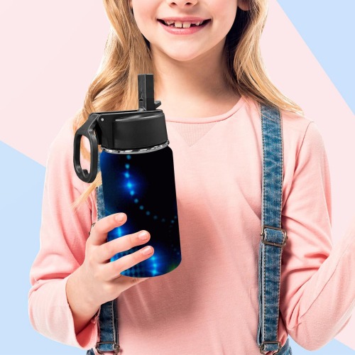 butterflies-light cup Kids Water Bottle with Straw Lid (12 oz)