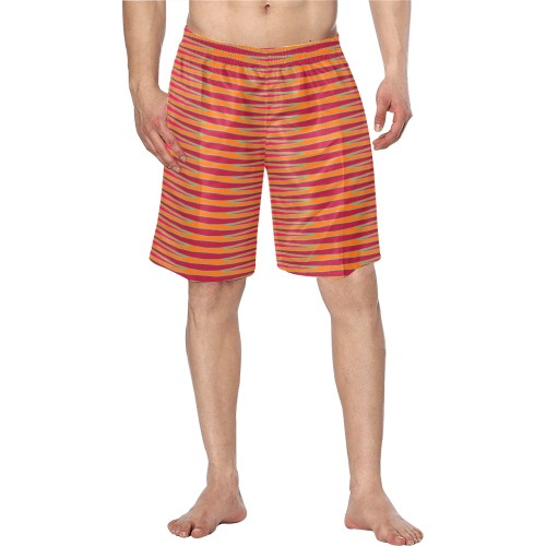 Tribal burgundy orange fucsia cyan Men's Swim Trunk (Model L21)