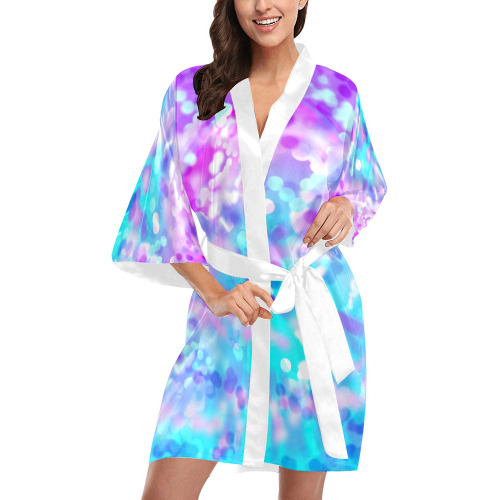 Purple And Blue Bokeh 7518 Kimono Robe