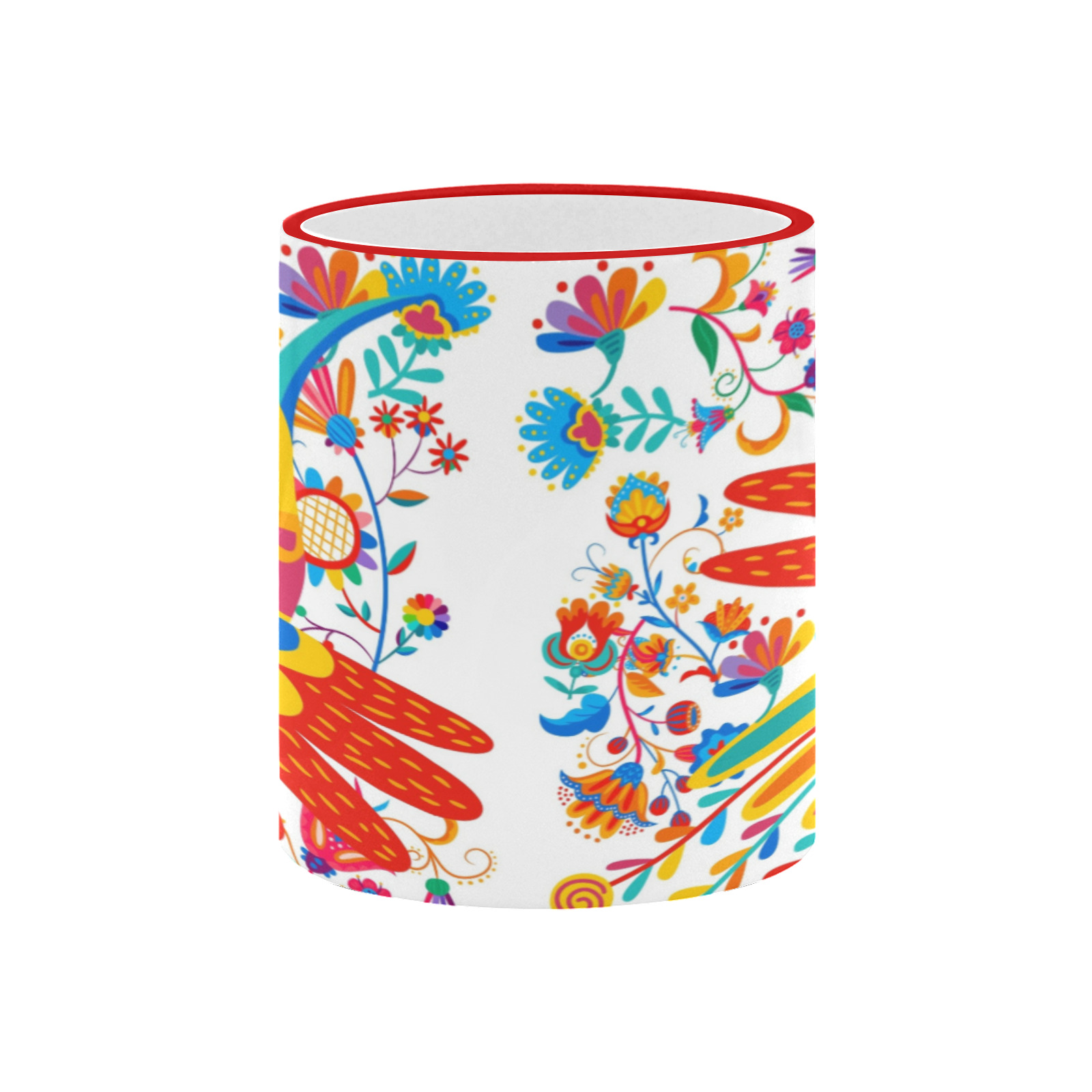 Garden Bird Design Custom Edge Color Mug (11oz)