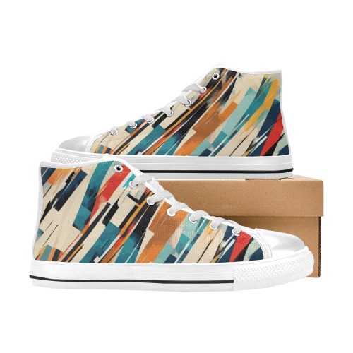 Classy abstract art of shapeless forms and colors Men’s Classic High Top Canvas Shoes (Model 017)