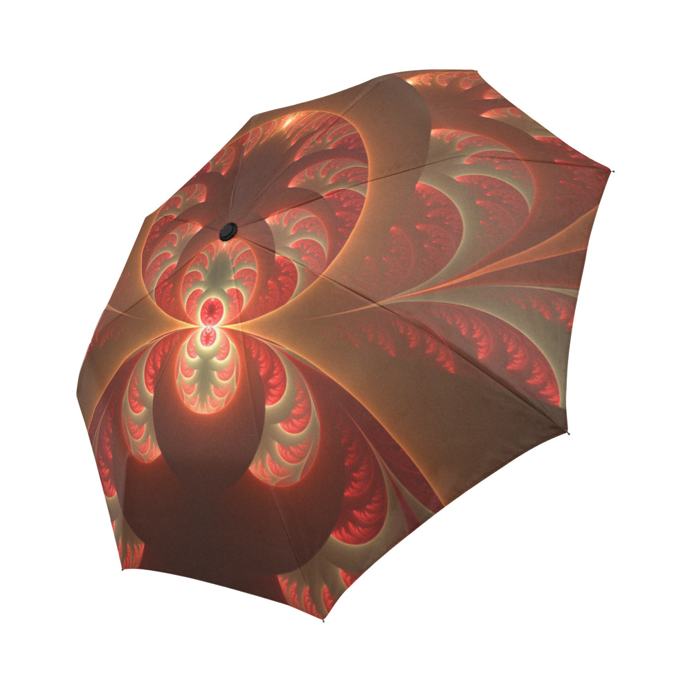 Magical Luminous Red Orange Fractal Art Auto-Foldable Umbrella (Model U04)