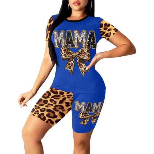 Leopard Mama 2 piece blue