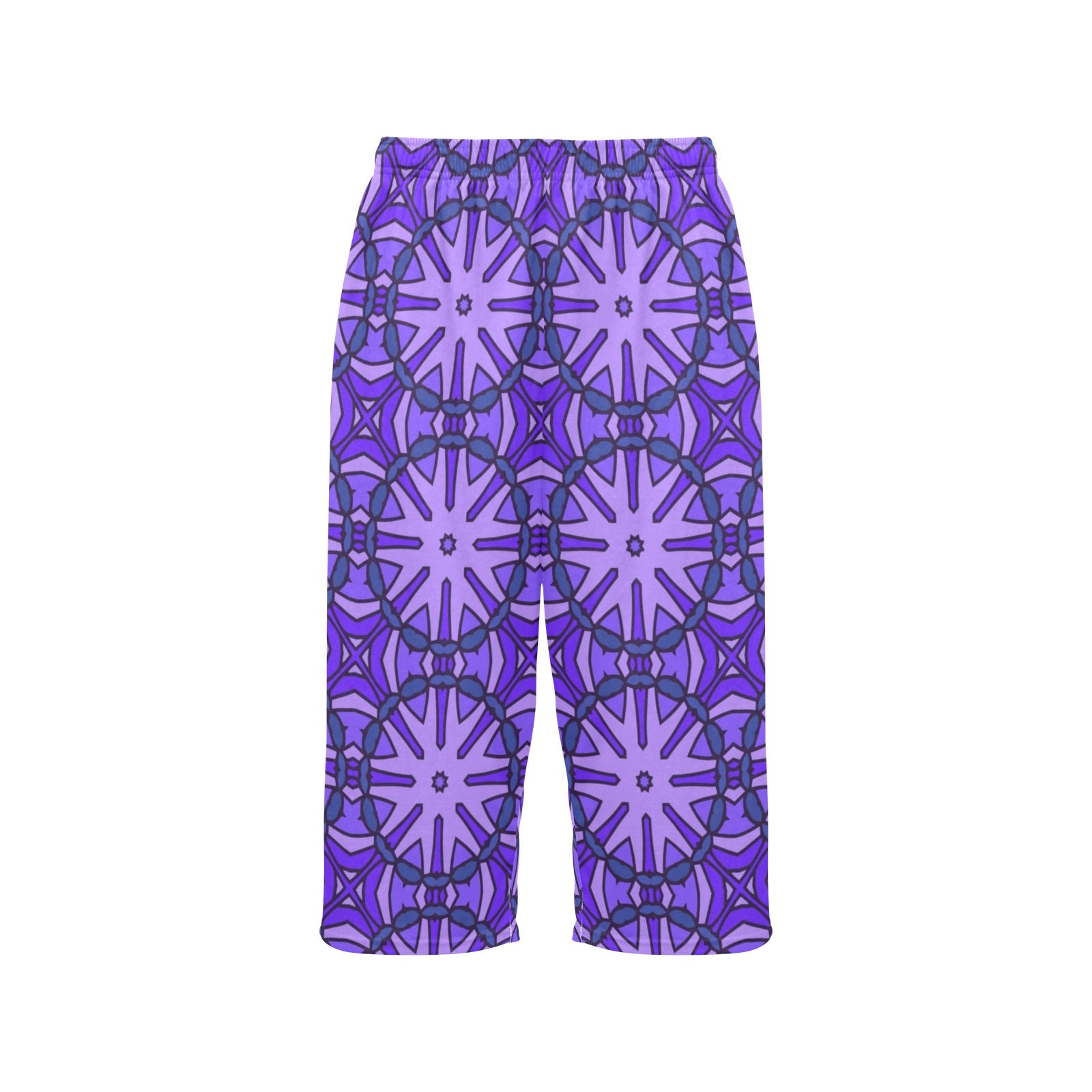 Beautiful Purple Abstract Cropped Pajama Pants (Model L66)