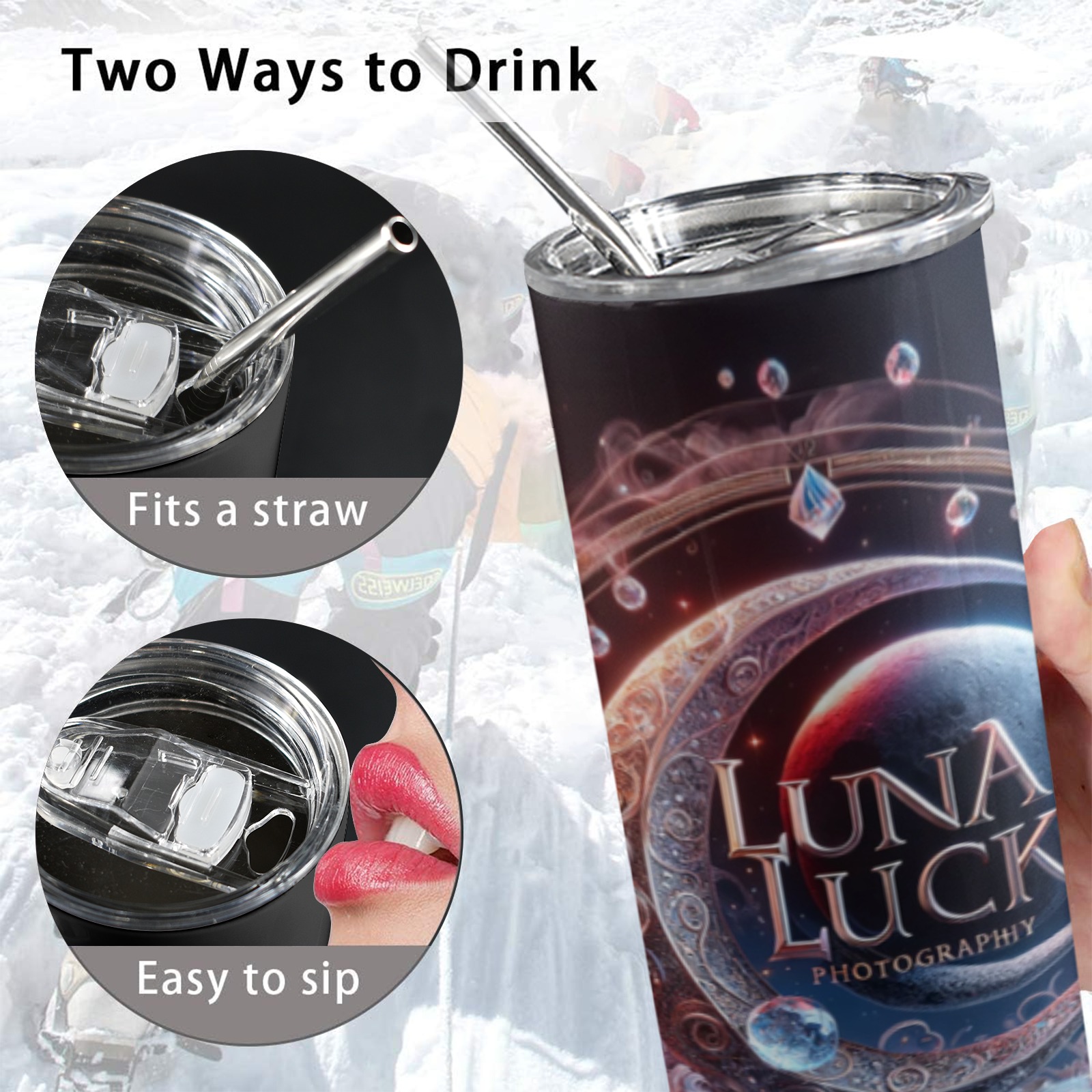 Luna Luck Photography - 20oz Tall Skinny Tumbler with Lid and Straw