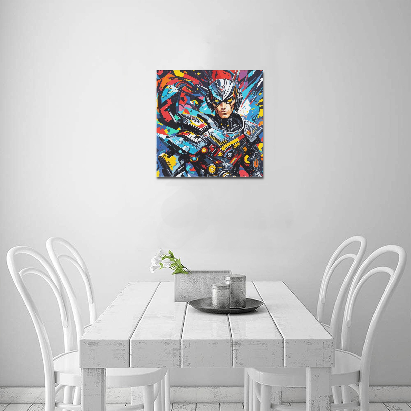 Awesome cyborg hero stunning modern abstract art. Upgraded Canvas Print 16"x16"