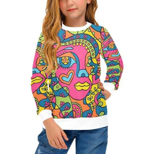 Pretty Girls' All Over Print Crew Neck Sweater (Model H49)