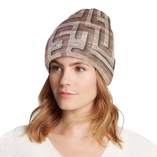 Wooden Maze All Over Print Beanie for Adults