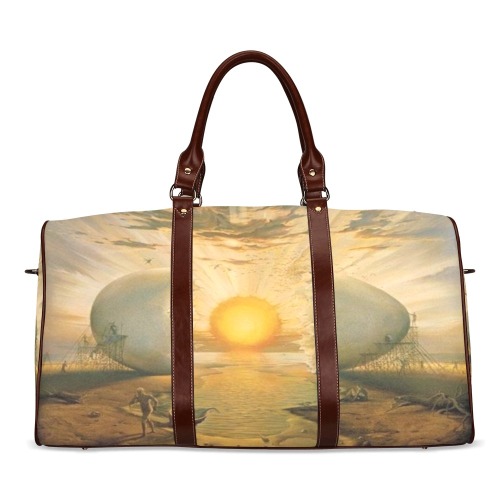 broken egg and sun viewed in the middle at the seatravel bag Waterproof Travel Bag/Large (Model 1639)