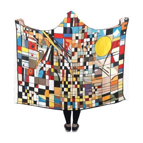 Chic colorful abstract art of geometrical shapes. Hooded Blanket 60''x50''
