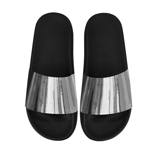 Greyscale Abstract B&W Art Women's Slide Sandals (Model 057)