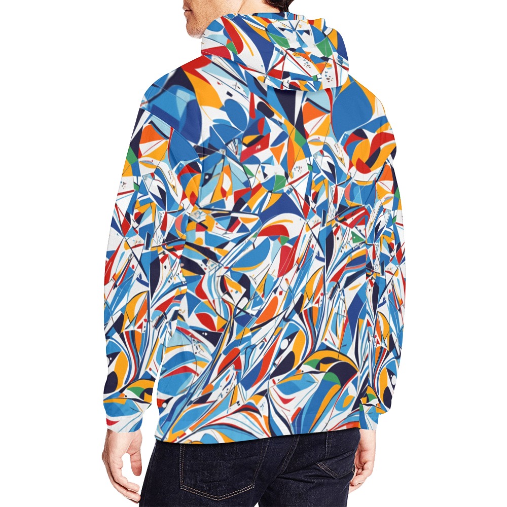 Abstract art of Alpine skiing. Geometric shapes. All Over Print Hoodie for Men (USA Size) (Model H13)