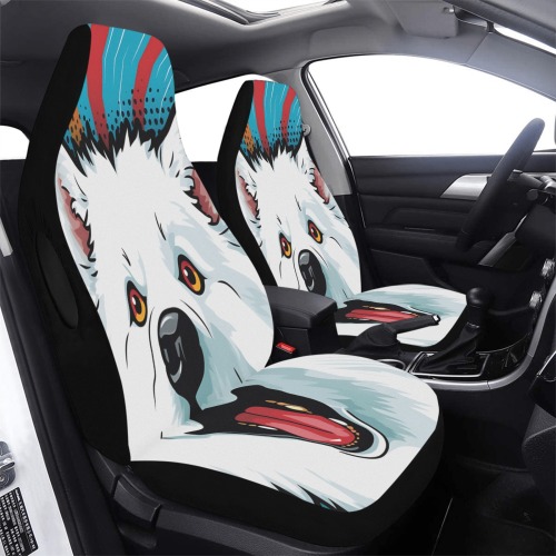 American Eskimo Dog Pop Art Car Seat Cover Airbag Compatible (Set of 2)