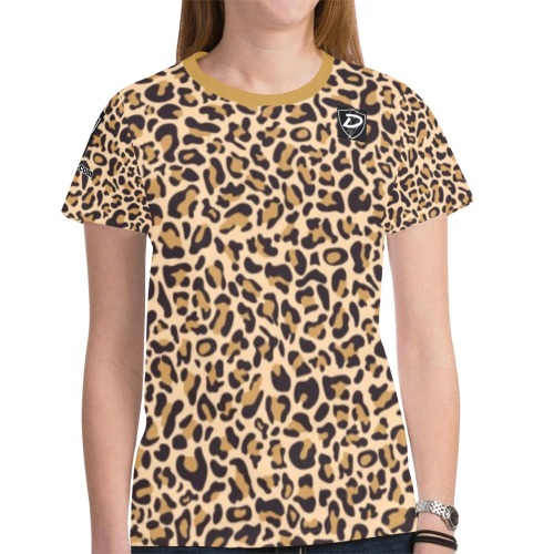 DIONIO Clothing - Ladies' Cheetah T-Shirt (D-Shield Logo) New All Over Print T-shirt for Women (Model T45)