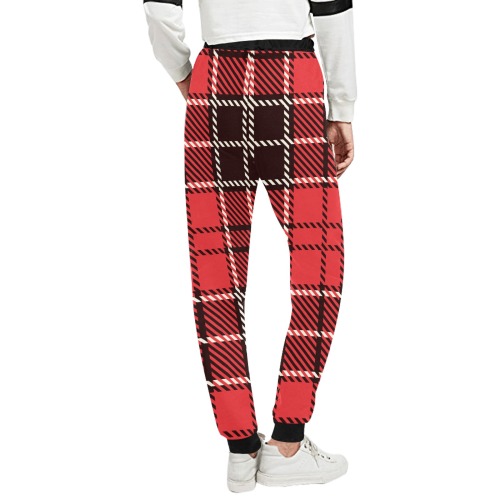 Red & Black Tartan Unisex All Over Print Sweatpants (Model L11)